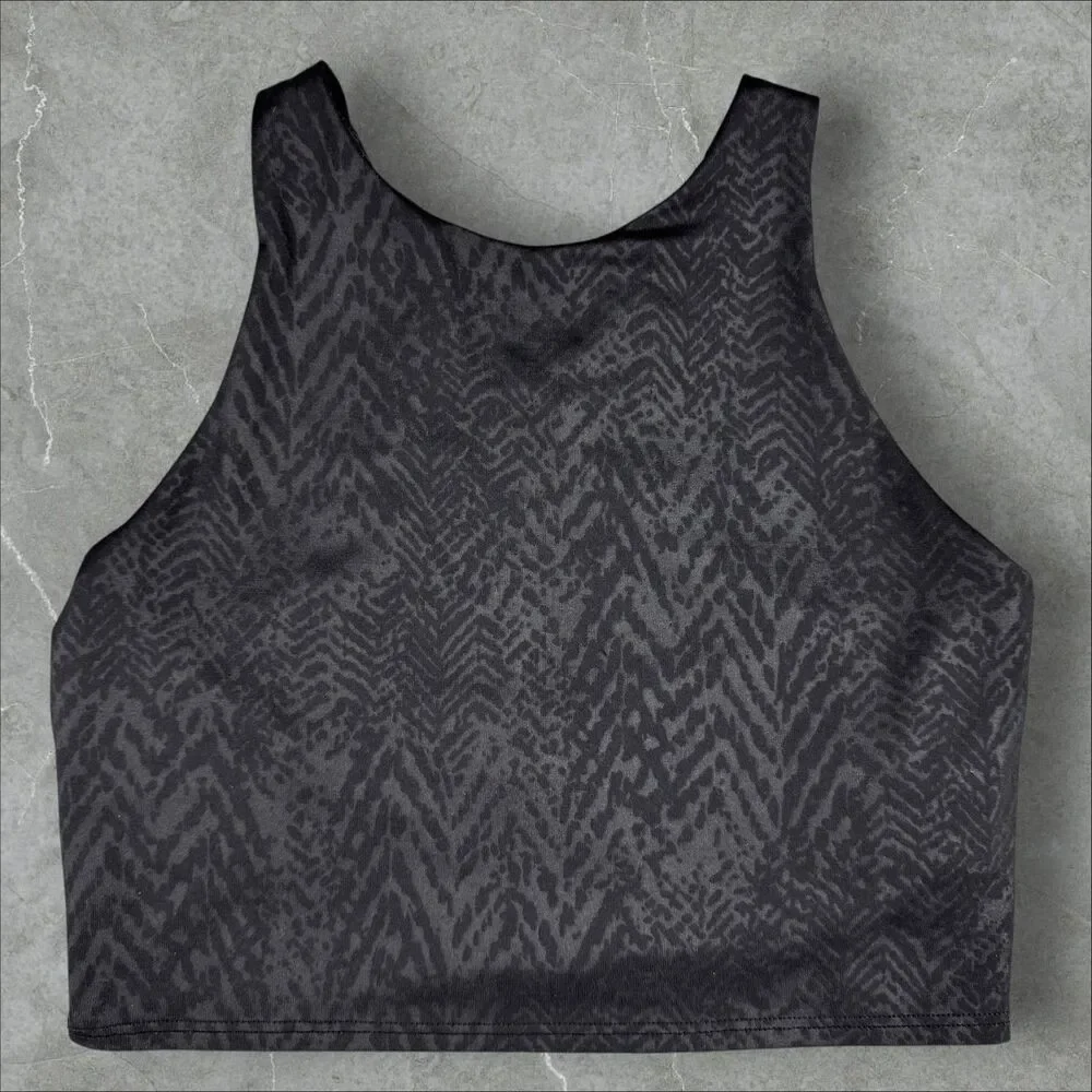 Athleta Racer Back Double Layer Tank Top Cropped Compression Sports Bra - S